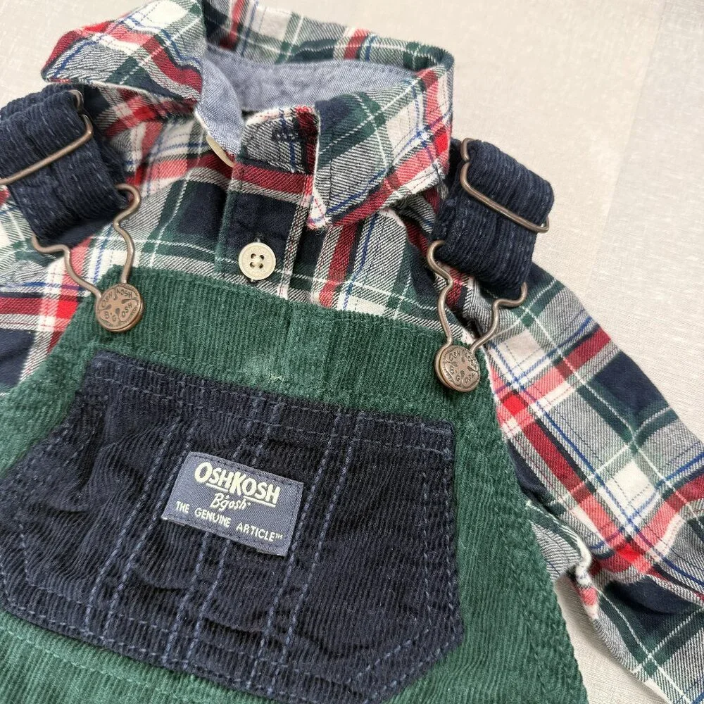 Oshkosh Bgosh Corduroy Overalls Baby 3Mo. Boys Green Farmer Lightweight Boy